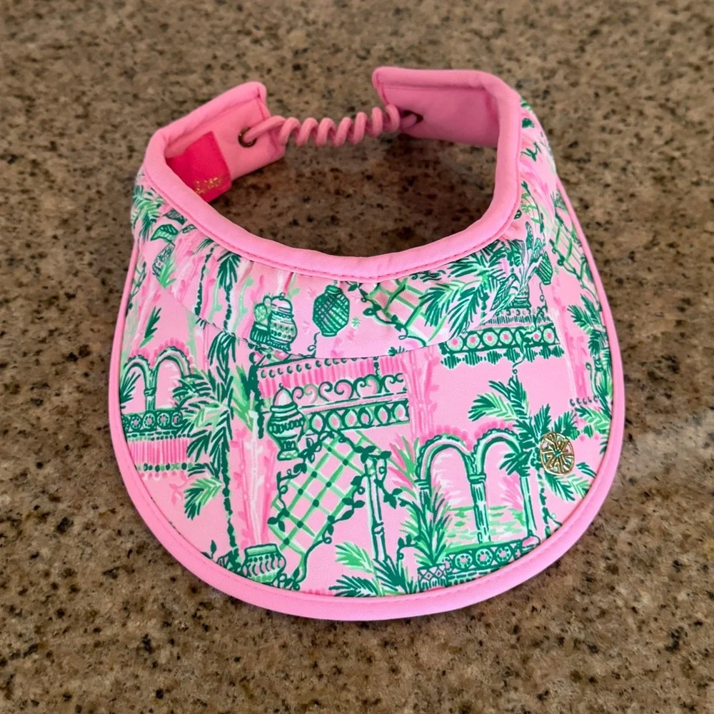 Lilly Pulitzer Women’s Visor Hat Pink Green Print - Picture 1 of 6